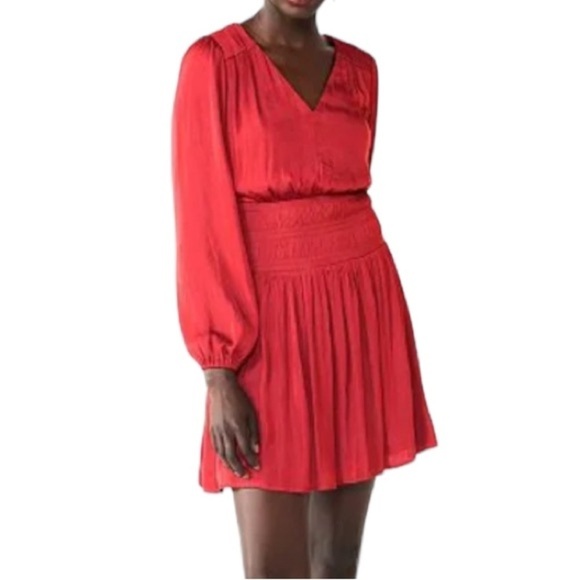 Nine West Red Smocked Waist Dress Size S - Picture 3 of 10